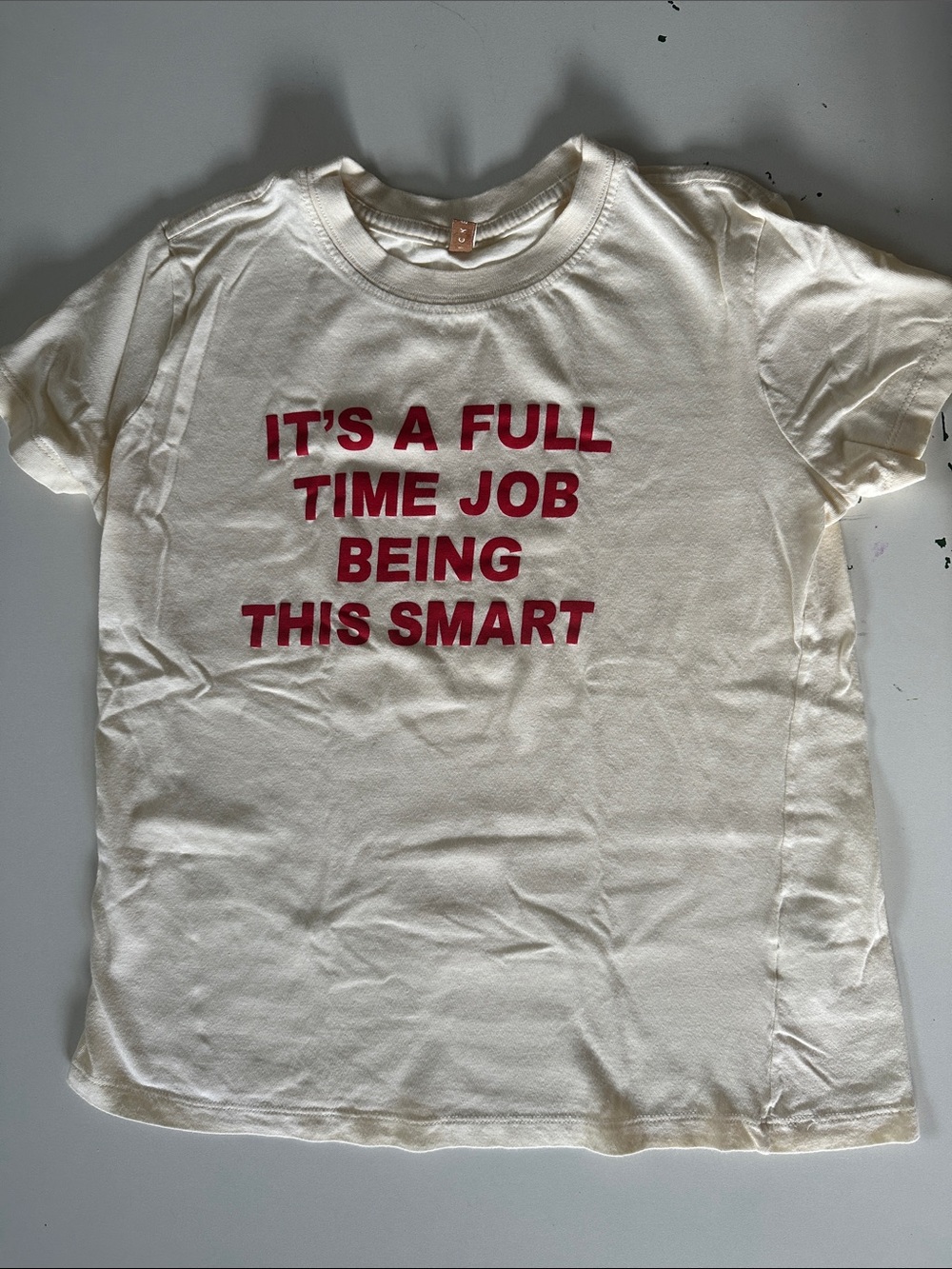 Kids Cream Short-Sleeve Graphic Tee - Bold Pink Slogan